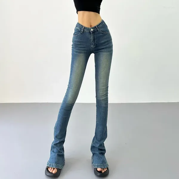 Jeans féminins Tvvovvin pour femmes en forme de Ve en forme de Ve en forme de Veurs en V pour la jambe de la jambe élastique denim pantalon en cheval Mop 54st