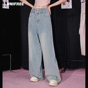 Damesjeans UniFree Vintage Wash Baggy Pants for Women Fashion Sport Streetwear Oversize rechte been