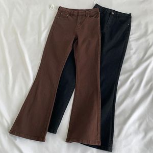 Dames Jeans Vintage Baggy Bruin Streetwear Rechte Losse Hoge Taille Broek Zwarte Mode Katoen Plus Size Denim Flare Broek