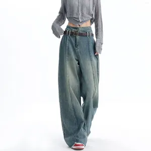 Jeans pour femmes Vintage Baggy Denim Pantalons Femmes Streetwear Furred Edge Pantalon de nettoyage Y2K Taille haute Taille large All-Match Casual