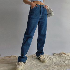 Jeans pour femmes vintage baggy pour femmes pantalon droit de berne de coton