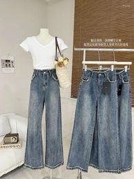 Damesjeans Vintage Basic Harajuku Denim Jumpsuit Comfort Wash om Old Fashion Street Wide Leg Pants te maken vrouwen Pant