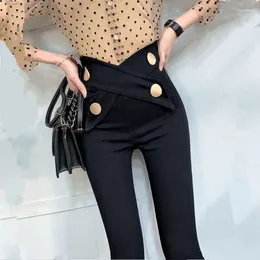 Vrouwen Jeans Vintage Zwarte Broek Voor Vrouwen Herfst Koreaanse Flare Hoge Taille Slanke Denim Broek Vrouwelijke Zakken Elegante H232