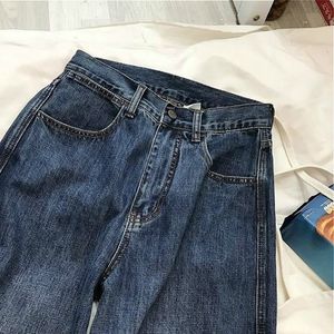 Damesjeans Vintage Blue High Taille Women Gradient American Fashion Streetwear Wide Leg Jean vrouwelijke denim broek Baggy Pants 230823