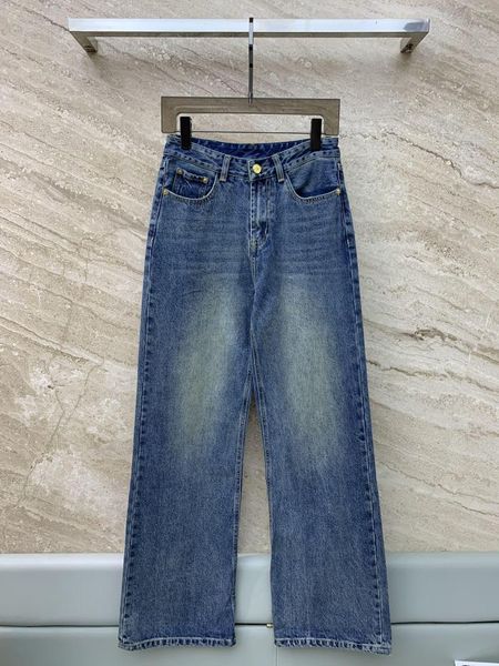 Jeans De Mujer Vintage Casual Pierna Ancha Bolsillo Trasero Estampado Talle Alto Punk Fácil De Combinar Recto