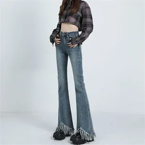 Jeans pour femmes Vintage Flare Femmes Skinny Taille Haute Esthétique Y2K Vêtements Denim Pantalon Lavé Rétro Coréen Mode Street Pantalones