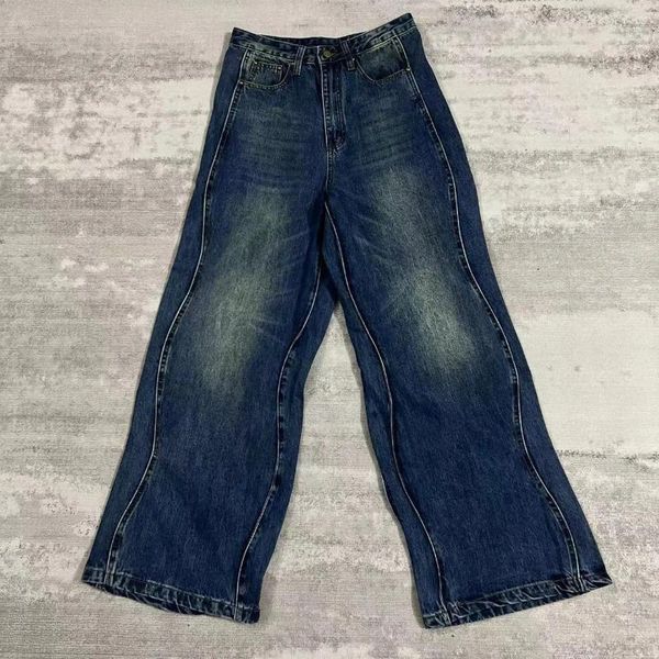 Jean Vintage pour hommes et femmes, pantalon de Cowboy, style Hip Hop, solide, ondulé, Harajuku, Baggy, surdimensionné, droit, ample, jambes larges, 2023