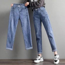 Jeans pour femmes vintage haute taille surdimensize 7xl pantalon de jean stretch-longueur de longueur