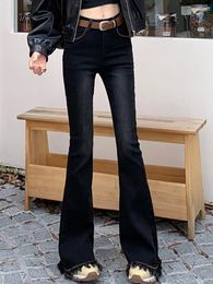 Jean Vintage taille haute pour femmes, coupe Slim avec pompon, pantalon évasé à bords irréguliers, vêtements à la mode d'automne 2023