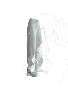 Jeans pour femmes vintage haute taille cargo blanc cargo 90s y2k pantalon denim de jambe large
