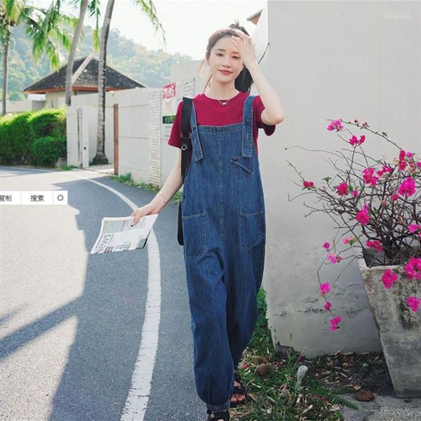 Jeans pour femmes vintage STRAP 2023 Summer Femme Streetwear Hip Hop Loose Loust ​​Casual Leg Harem Pantal