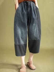 Jeans pour femmes Vintage été femmes mode classique ample lavé Denim sarouel dames décontracté taille élastique pantalon Punk Streetwear