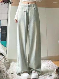Jeans pour femmes Vintage lavé femmes lâche chic taille haute taille douce mode tout-match style coréen girlish streetwear décontracté droite ins