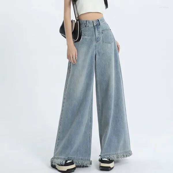 Jeans pour femmes vintage pantalon de denim de jambe large vestiment