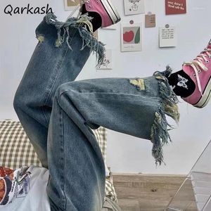 Jeans pour femmes Vintage Femmes Mode Streetwear Niche Zipper Lâche Droite Style Coréen Do Vieux Étudiants Printemps Chic Lavé Confortable