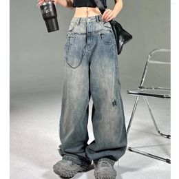 Jeans pour femmes Vintage Y2K Baggy Femmes Grunge Style Coréen 90s Streetwear Oversize Denim Cargo Pantalon Hippie Harajuku Pantalon Droit P