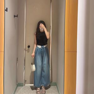 Wakuta – jean taille basse pour femme, pantalon Simple, couleur unie, ample, élégant, Denim, jambes hautes et larges, 230817