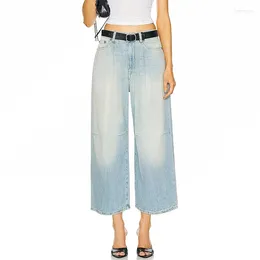 Jeans para mujeres Banana lavado Ocho pantalones de moda Damas versátiles de pierna ancha Algodón de alta calidad 2024 Summer Y2K