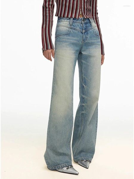 Jeans para mujer WCFCX STUDIO 2024 American Vintage Pierna ancha Cintura alta Pantalones rectos Mujeres Casual Baggy Street Style Denim Pantalón