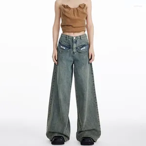 Jeans pour femmes WCFCX Studio Loose Ploor Femme Y2K Vintage Wide Leg Streetwear High Waist Fashion Tableau des femmes