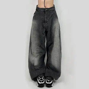 Jeans pour femmes Weekeep Streetwear surdimensionné femmes Baggy taille haute jambe large Denim Cargo pantalon décontracté et à la mode amincissant