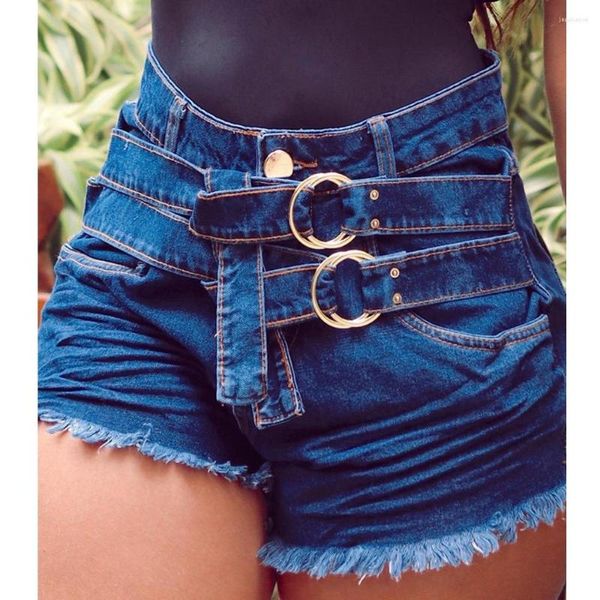 Jeans pour femmes Wepbel couture effiloché serré Denim Shorts lavé été Sexy court femmes Double sangle déchiré pantalon