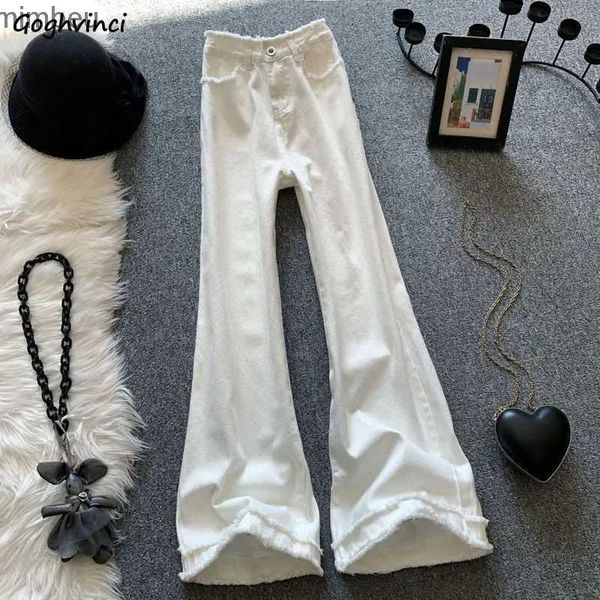 Jeans de mujer Vaqueros blancos Mujeres Flare Denim Chic Cintura alta Ulzzang Graceful Leisure Ladies Gentle Ripped Streetwear Harajuku Vintage Pure InsC24318