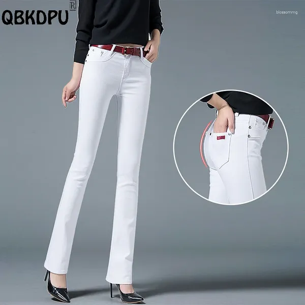 Jeans pour femmes Blanc Skinny Flared Femmes Mode coréenne Coton Vaqueros Bureau Lady Denim Bell-Bottoms Pantalon Printemps Été Pantalones