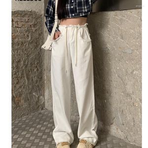 Jeans femme blanc Vintage jambe large mode Baggy taille haute pantalon droit rue vadrouille Denim pantalon dames été