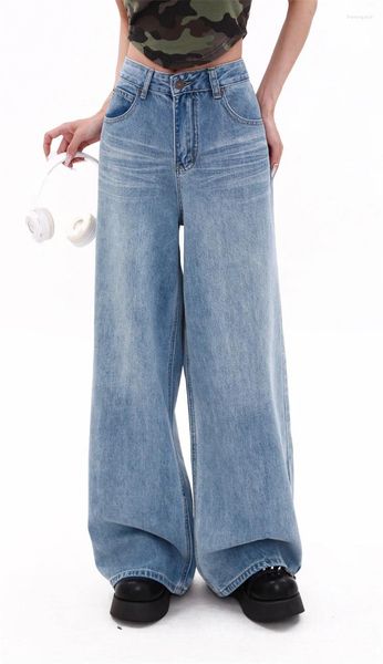 Jeans pour femmes larges larges bleu bleu baggy vintage américain de rue américaine bas jeune fille pantalon décontracté pantalon lâche féminin