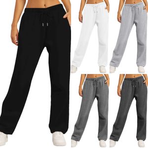 Damesjeans Wijde pijpen broeken voor dames Fleece gevoerde joggingbroeken Rechte broeken All-Math Effen Fitness Joggers Broeken Reizen Basic