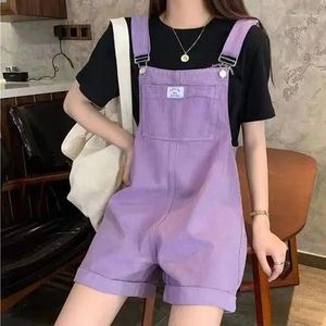 Jeans pour femmes à la jambe large short Summer Summer Vintage Purple Jean Jumpsuit Femmes Coton Saut troupes Femme Personnalité Denim Rompers