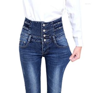 Jeans pour femmes hiver hautes taille chaude femme velours denim pantalon crayon skinny stretch stretch pantalon dames