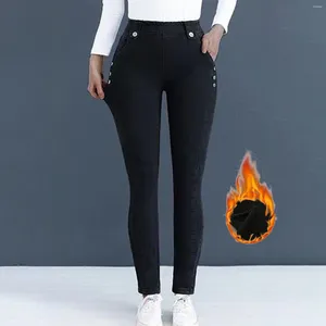 Jeans pour femmes hiver femmes épaissir velours denim élastique épais maigre polaire doublé mince chaud jegging court jean pantalon pour 2024
