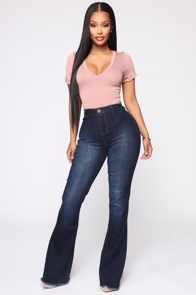 Jeans de mujer Mujer Denim Flare Pantalones de cintura alta Slim Stretch Jeans Casual Bootcut Jeans Top Calidad Precio al por mayor 230308