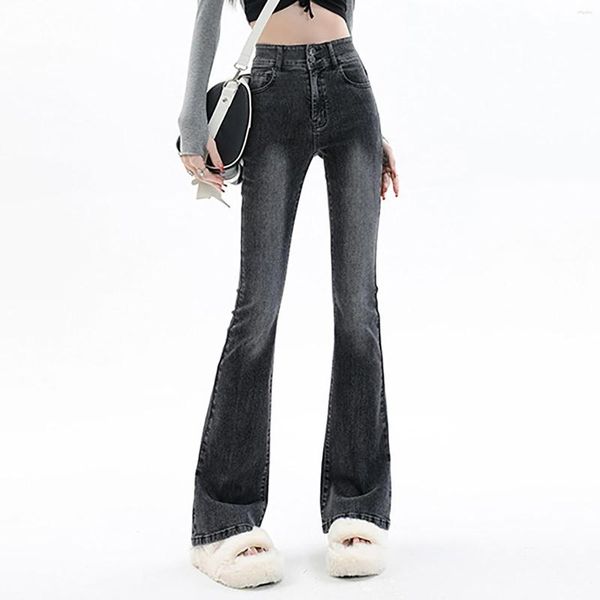 Jeans para mujer Mujer High Street Vintage Moda Cintura Slim Stretch Diseño Simple Recto Coreano Streetwear Retro Pantalones