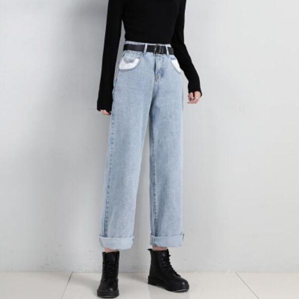 Jeans femme femme taille haute vêtements jambe large Denim vêtements bleu Streetwear Vintage qualité 2022 automne mode Harajuku pantalon droit