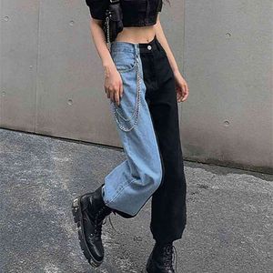 Jeans pour femmes Femme Taille haute Pantalon Patchwork Baggy Jeans Pantalons bananes Jean Femme Vêtements Pantalon femme non défini 210629