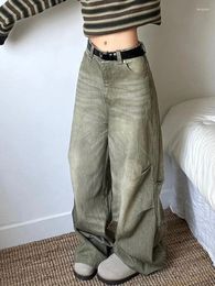 Jeans pour femmes Femme Old Money Cottage Core Baddie Style Esthétique Mode japonaise Denim Gyaru Pantalon Hip-Hop Longueur au sol Jambe large