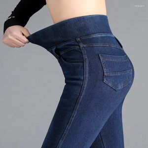 Jeans pour femmes pantalons féminines taille élastique haut hiver stretch stretch pieds femmes pantalones vaqueros mujer