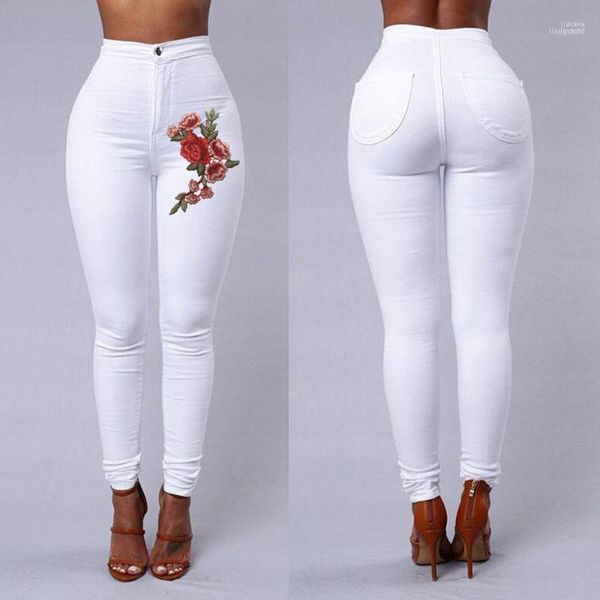 Jeans para mujer Pantalones Mujer Push Up 2022 Rayas para mujeres 5 Color S-3XL Sexy Flaco Floral Aplique Alto Cintura Estiramiento PAUGH01