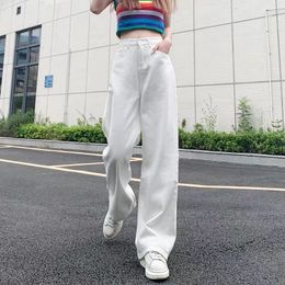 Dames jeans vrouw broek witte hoge taille zomer rechte breedte pijnboompitten pantalones vaqueros mujer 230206
