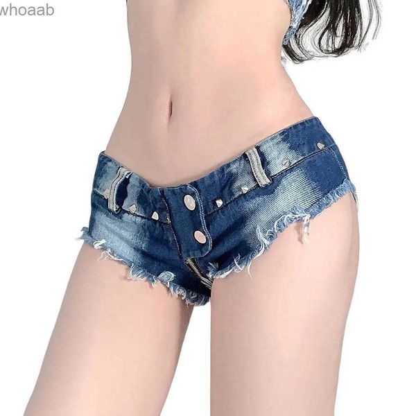 Jeans femme femme Streetwear fermeture éclair ouvert entrejambe short en jean tenues féminines discothèque Bar DS leader danseur Costume short taille basse YQ240116