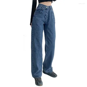 Jeans pour femmes femme large jambe élastique slim haute taille lâche lâche occasionnelle de mode de travail pantalon 57bd