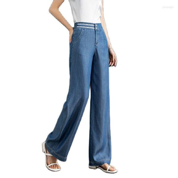 Jeans pour femmes femmes 2023 été mode glace soie lâche décontracté grande taille bande élastique taille jambe large doux mince Denim pantalon S à 6XL