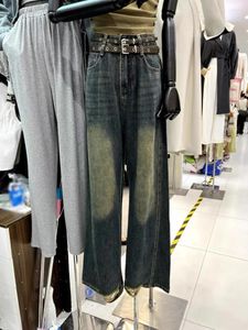 Jeans para mujer Mujeres 2023 Vintage Pantalones pequeños Temperamento de cintura alta Pierna recta Ancho Mostrando pantalones delgados Otoño