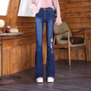Jeans para mujeres Mujer fallas de mujeres pantalones de mezclilla flaca pantalones bordados vintage femenino mujer moda coreana estiramiento de cintura alta