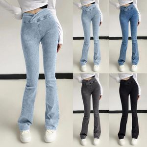 Dames jeans dames hoge elastische taille broek slanke fit hip sexy flare broek lading jean voor vrouwen eerder bekeken