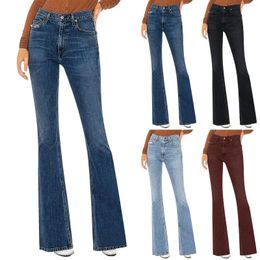 Dames jeans dames hoge taille spleet enigszins wijd uitlopen om er dunner uit te zien en grotere vrouwen broek Jean voor Cut Up