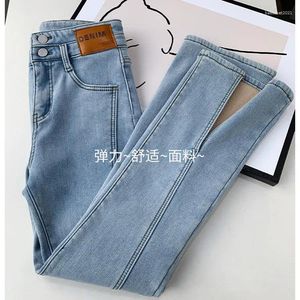 Dames jeans dames hoge taille stretch fleece herfst winter pakken pakken Koreaanse streetwear y2k brede broek vrouw Harajuku vintage basic